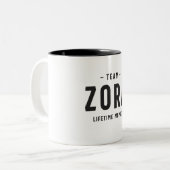 Tasse 2 Couleurs Membre à vie Team Zora Nom personnalisé (Devant gauche)