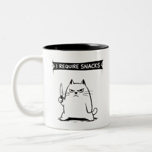 Tasse 2 Couleurs Mème de chat drôle J'ai besoin de snacks