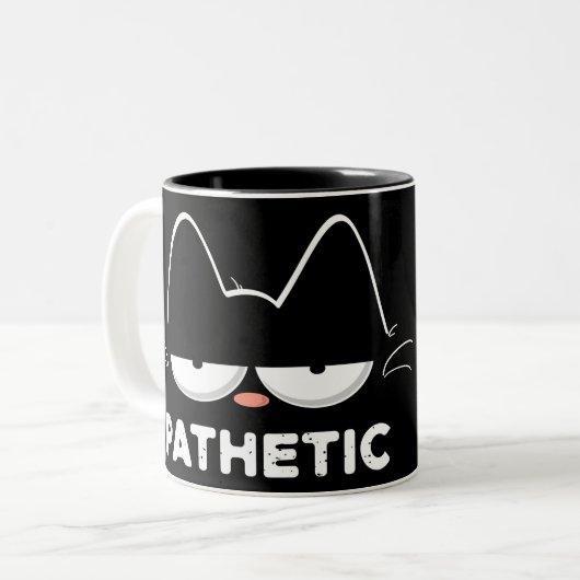 Tasse 2 Couleurs Mème de chat pathétique (Devant gauche)