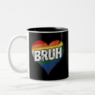 Tasse 2 Couleurs Mème drôle de salutation de frère Bruh Fierté LGBT