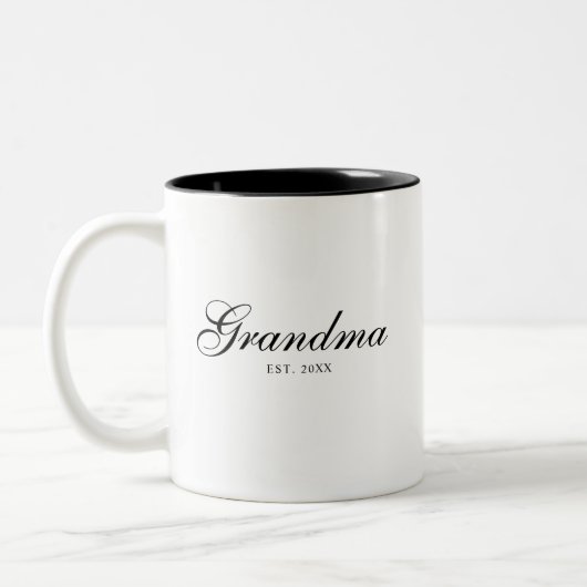 Tasse 2 Couleurs Mémé élégante script établi (Gauche)