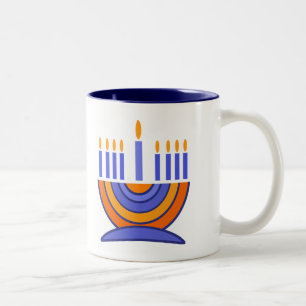 Tasse 2 Couleurs Menorah et Dreidels Hanoukka Cadeau