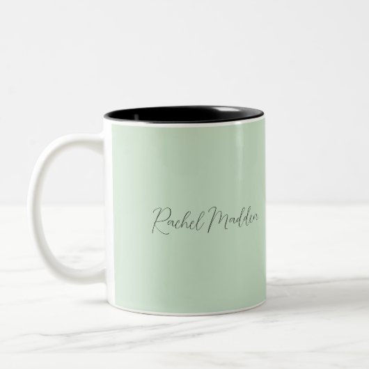Tasse 2 Couleurs Menthe Green Feminine Minimale Script Nom personna (Gauche)