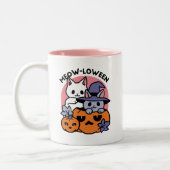 Tasse 2 Couleurs Meow-Loween - Cute Halloween Conception Chat (Gauche)