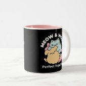 Tasse 2 Couleurs Meow & Woof Perfect Together - Cute Cat and Dog (Devant droit)