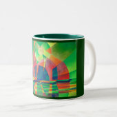 Tasse 2 Couleurs Mer de vert avec des joncs Abstraits cubes (Devant droit)