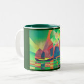 Tasse 2 Couleurs Mer de vert avec des joncs Abstraits cubes (Devant gauche)