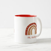 Tasse 2 Couleurs Merci arc-en-ciel en terre cuite Boho cadeau (Devant droit)