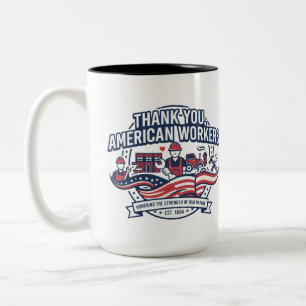 Tasse 2 Couleurs Merci aux travailleurs américains Fête du Travail