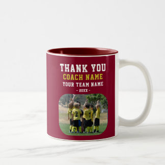 Tasse 2 Couleurs Merci Coach avec Photo de l'équipe