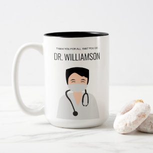 Tasse 2 Couleurs Merci de l'illustration du médecin mâle