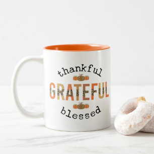 Tasse 2 Couleurs Merci Grateful Blessé mignon automne Thanksgiving