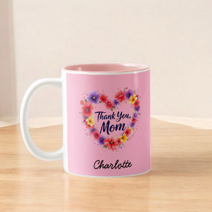 Tasse 2 Couleurs Merci Maman Fête des mères florales personnalisé