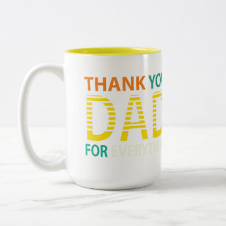 Tasse 2 Couleurs Merci Papa Pour Tout Typogr Rayé Moderne