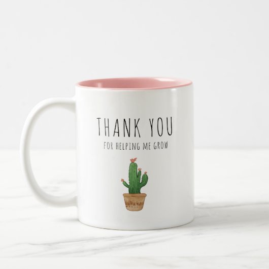 Tasse 2 Couleurs Merci pour m'aider à grandir, cactus rose (Gauche)