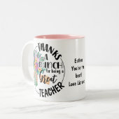 Tasse 2 Couleurs Merci un enseignant de Bunch Floral Appréciation c (Devant gauche)