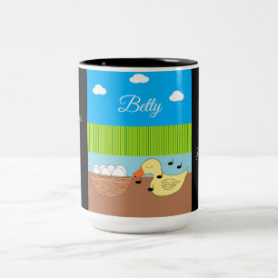 Tasse 2 Couleurs Mère Canard chante à ses oeufs