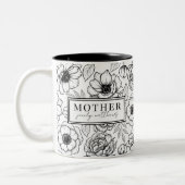 Tasse 2 Couleurs Mère Florale Noir Blanc (Gauche)