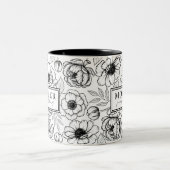 Tasse 2 Couleurs Mère Florale Noir Blanc (Centre)