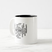 Tasse 2 Couleurs Mère Noire et Blanc Typographie Mot Cloud (Devant gauche)