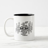 Tasse 2 Couleurs Mère Noire et Blanc Typographie Mot Cloud (Gauche)