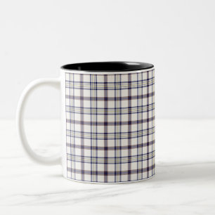 Tasse 2 Couleurs Merino blanc et bleu Zodiaque carreaux
