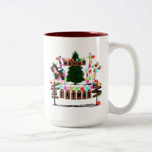 Tasse 2 Couleurs MERRY CATMAS, Beau cadeau de Noël de chat, Chat X-