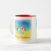 Tasse 2 Couleurs Merry Christmas, Santa Hat, Palm Tree, Beach (Devant gauche)