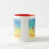 Tasse 2 Couleurs Merry Christmas, Santa Hat, Palm Tree, Beach (Centre)
