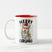 Tasse 2 Couleurs Merry Corgmas Funny Christmas Corgi (Gauche)