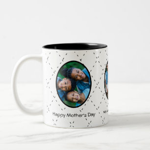 Tasse 2 Couleurs Message pour maman avec des images noir et blanc