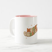 Tasse 2 Couleurs Message rétro funky de Noël (Devant gauche)