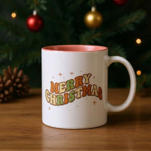 Tasse 2 Couleurs Message rétro funky de Noël