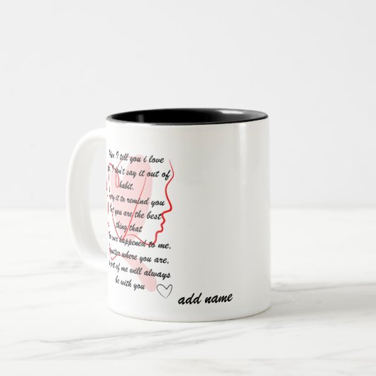 Tasse 2 Couleurs messages d'amour (Devant gauche)