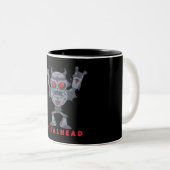Tasse 2 Couleurs Metalhead - Lourd Diable Robot Métal - Avec Texte (Devant droit)