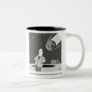 Tasse 2 Couleurs Météorite drôle frappant la Terre Désastre