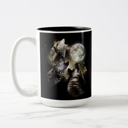 Tasse 2 Couleurs Meute de Loups Hurlement Pleine Lune (Gauche)