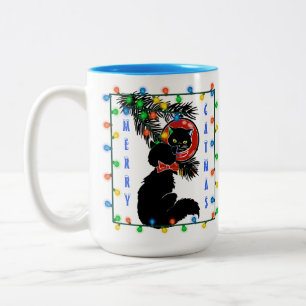 Tasse 2 Couleurs Mi-Siècle moderne Chat Noël!