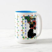 Tasse 2 Couleurs Mi-Siècle moderne Chat Noël! (Devant droit)