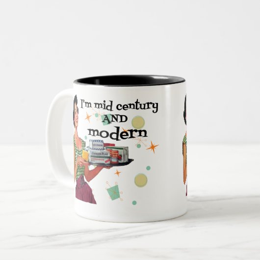 Tasse 2 Couleurs Mi-siècle rétro drôle (Devant gauche)