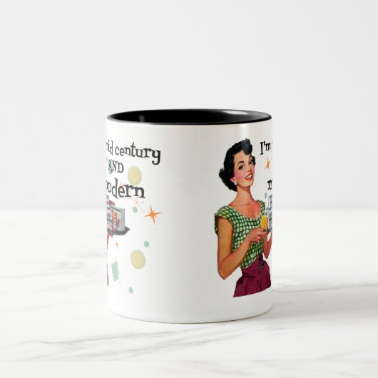Tasse 2 Couleurs Mi-siècle rétro drôle (Centre)