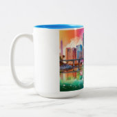 Tasse 2 Couleurs Miami Abstrait Art Skyline (Gauche)