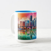 Tasse 2 Couleurs Miami Abstrait Art Skyline (Devant gauche)