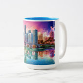 Tasse 2 Couleurs Miami Abstrait Art Skyline (Devant droit)