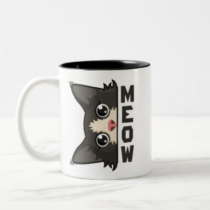 Tasse 2 Couleurs Miaou Chat Smoking Peu drôle regarde Pun