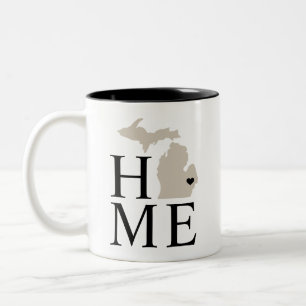 Tasse 2 Couleurs Michigan Maison Beige et Gris Cœur d'État