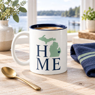 Tasse 2 Couleurs Michigan Maison Mint et Cœur de ville personnalisé
