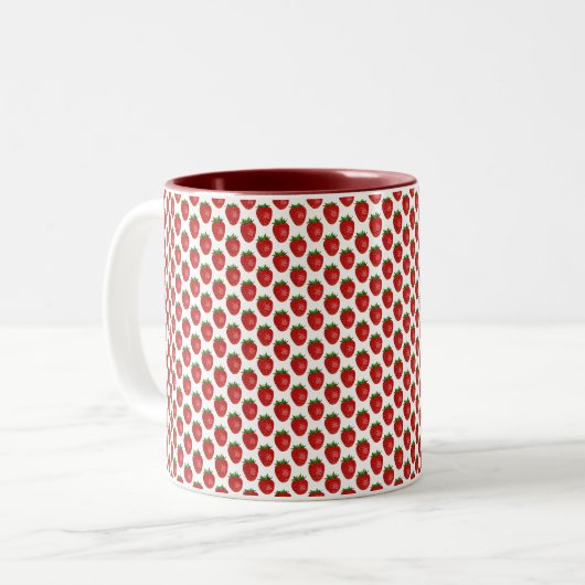 Tasse 2 Couleurs Micro Motif de fraises (Devant gauche)