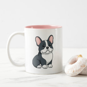 Tasse 2 Couleurs Mignon Bouledogue Français noir et blanc
