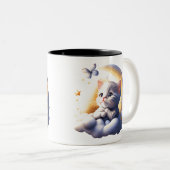 Tasse 2 Couleurs mignon chaton rêveur (Devant droit)